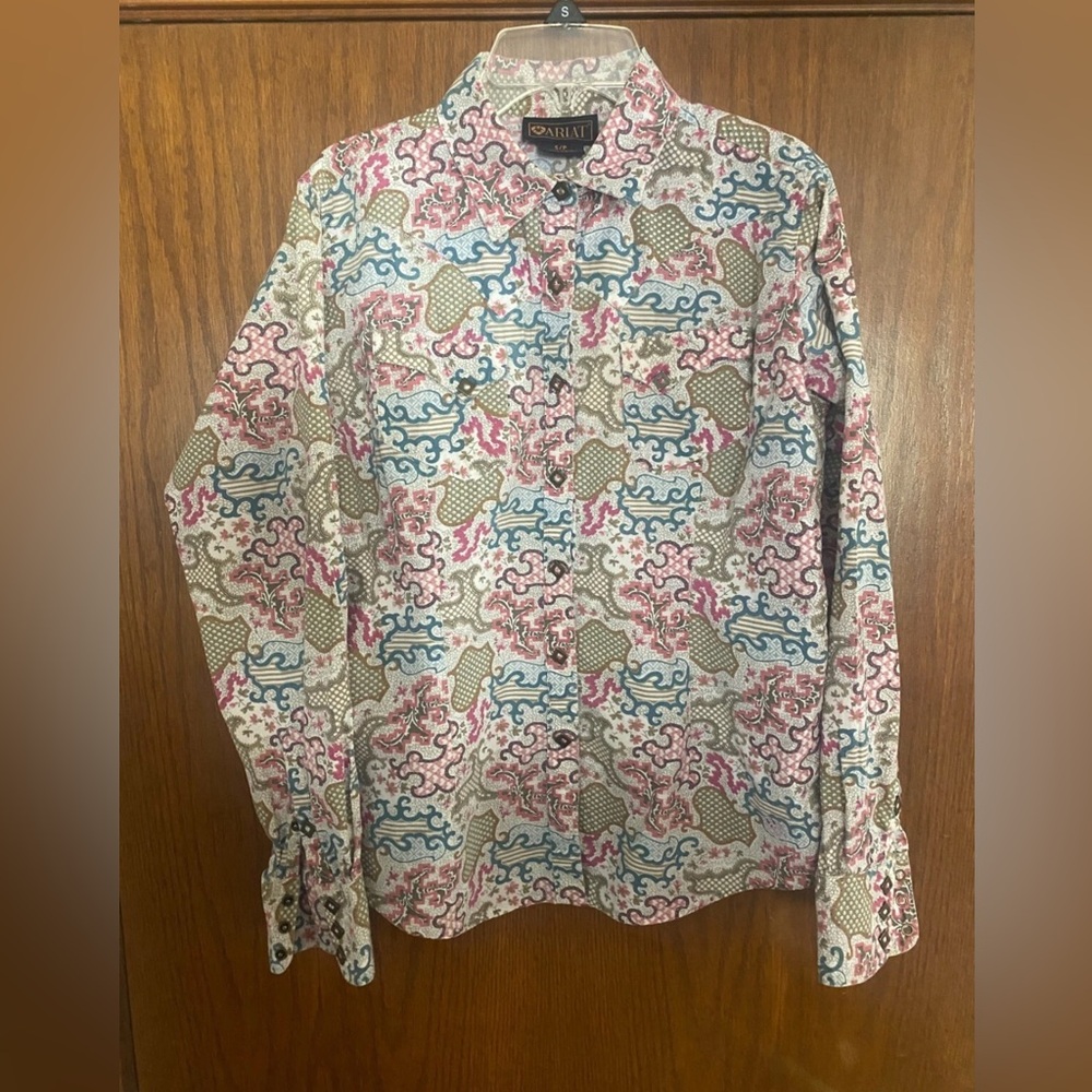 Ariat Vibrant Patterned Button Down Shirt - image 1